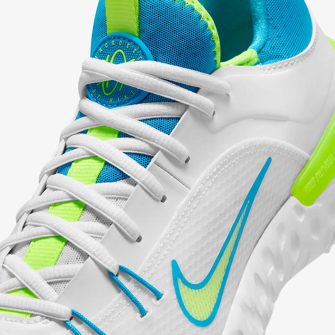 Nike Huarache 9 Elite Blue and Volt Limited Edition Lacrosse Turf Shoes - Image 5