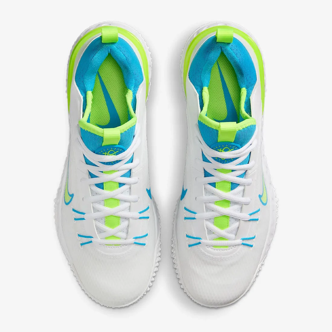 Nike Huarache 9 Elite Blue and Volt Limited Edition Lacrosse Turf Shoes - Image 7