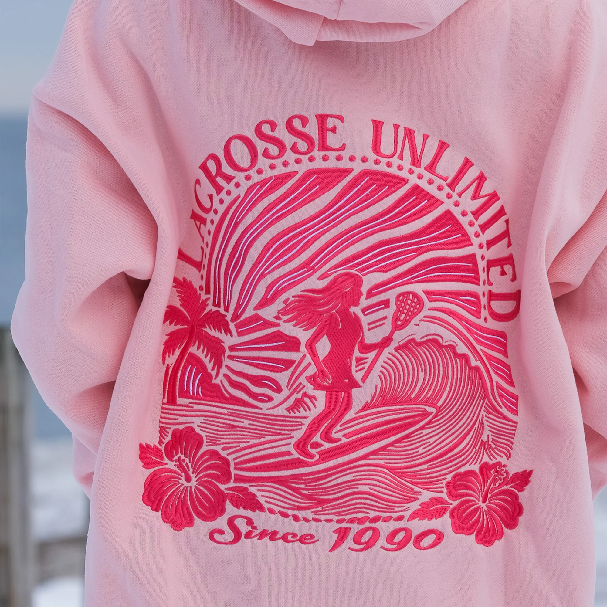 Women's Pink & Ocean Tides Lacrosse Hoodie - Image 2