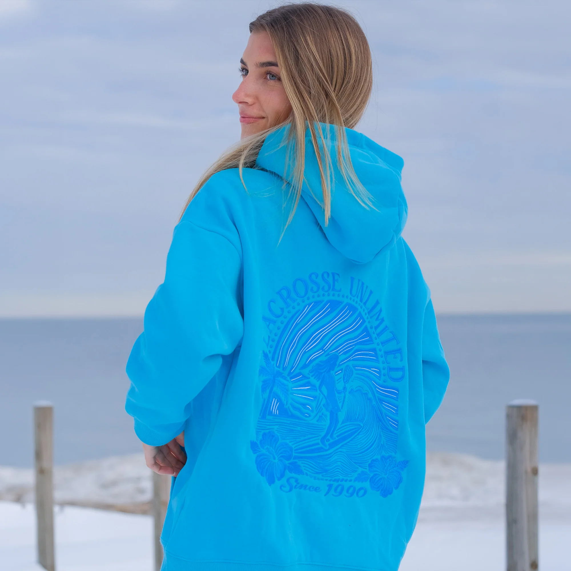 Women's Pink & Ocean Tides Lacrosse Hoodie - Image 5
