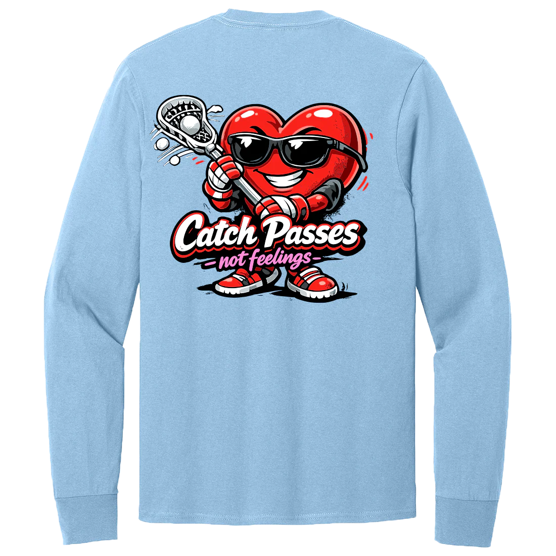 Catch Passes Valentine's Day Lacrosse Long Sleeve