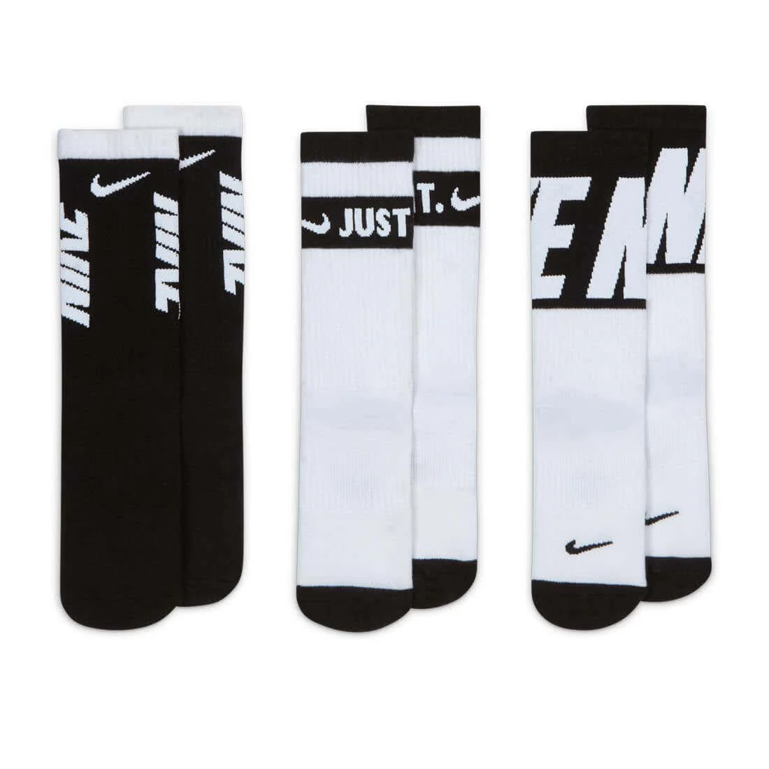 Nike 3 Pack Black/White Youth Crew Socks - Image 3