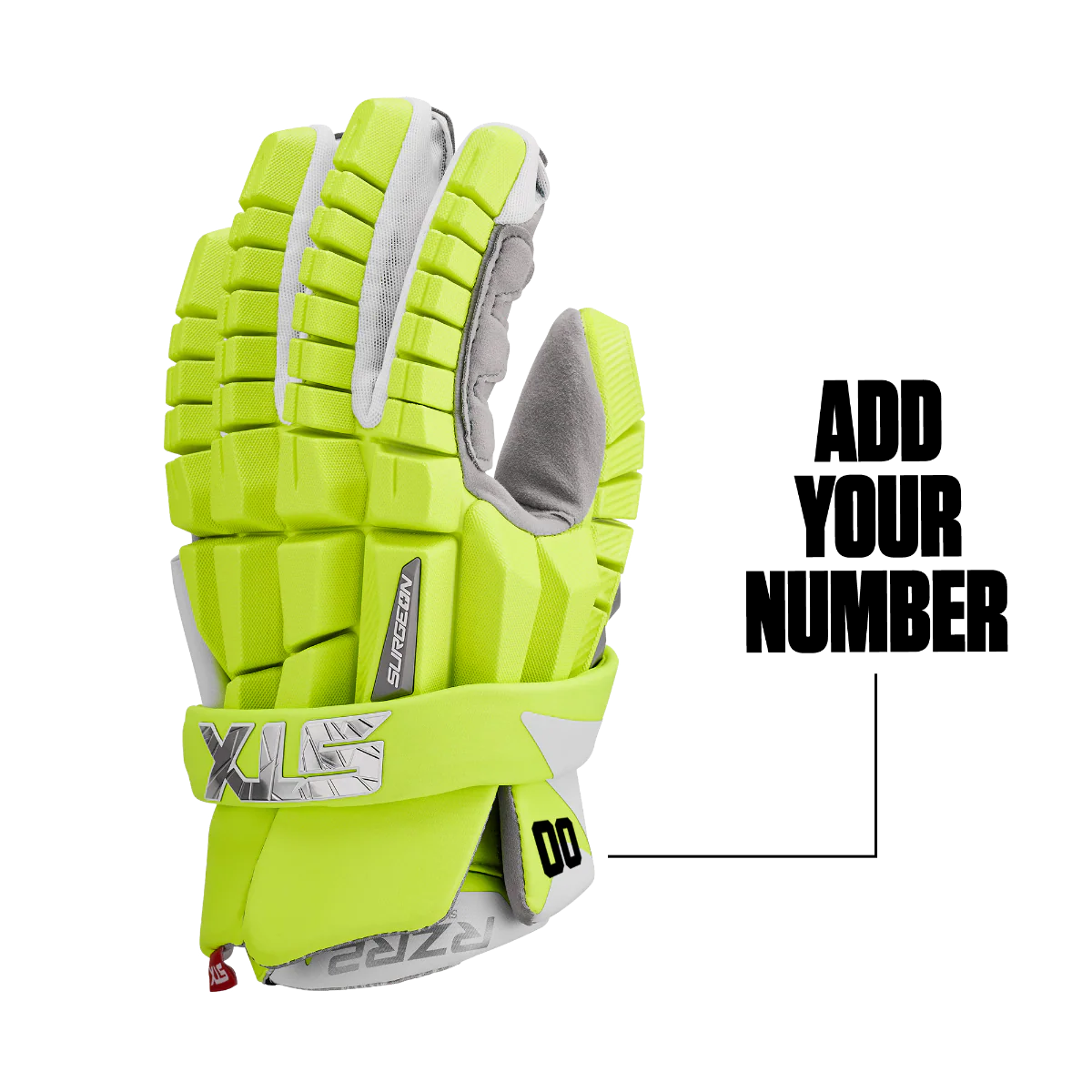 STX Surgeon RZR 2 Lacrosse Gloves- Limited Edition Neon - Image 5