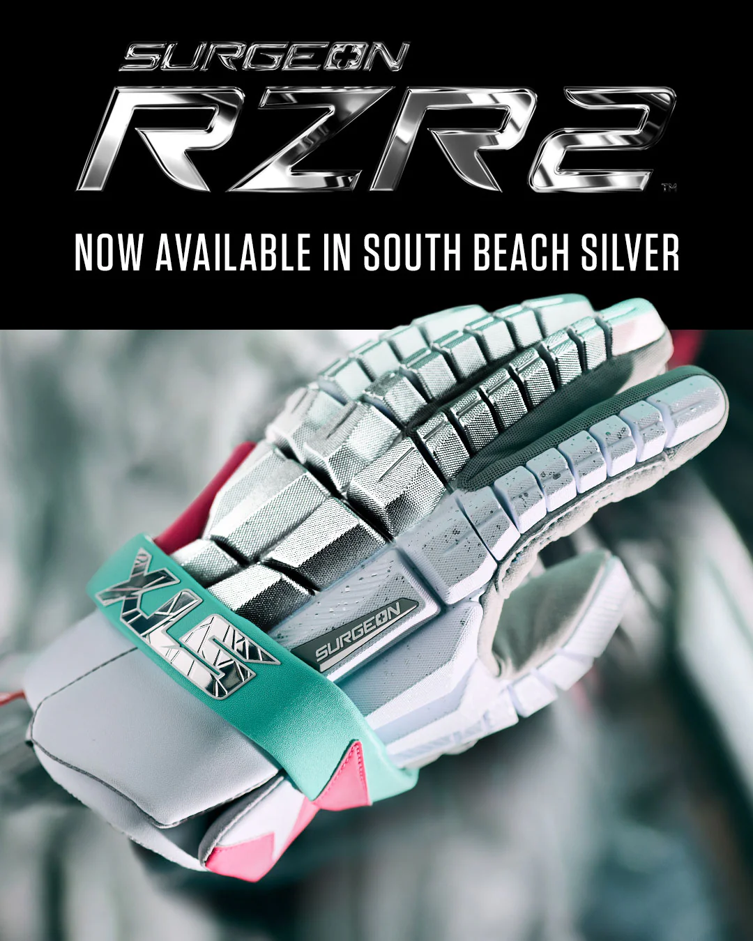STX Surgeon RZR 2 Lacrosse Gloves - Limited Edition South Beach - Image 5