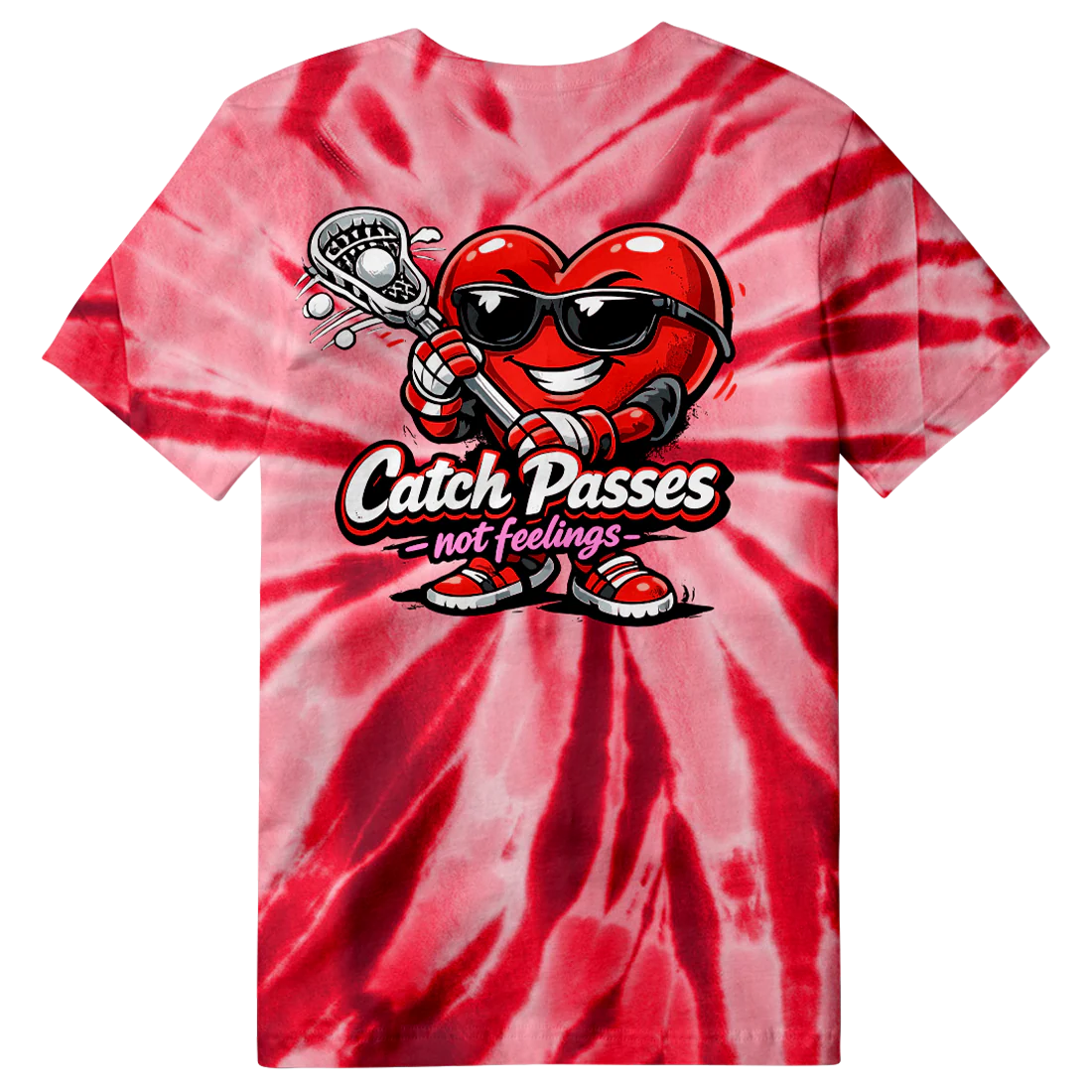 Catch Passes Valentine's Day Lacrosse Tee - Tie Dye
