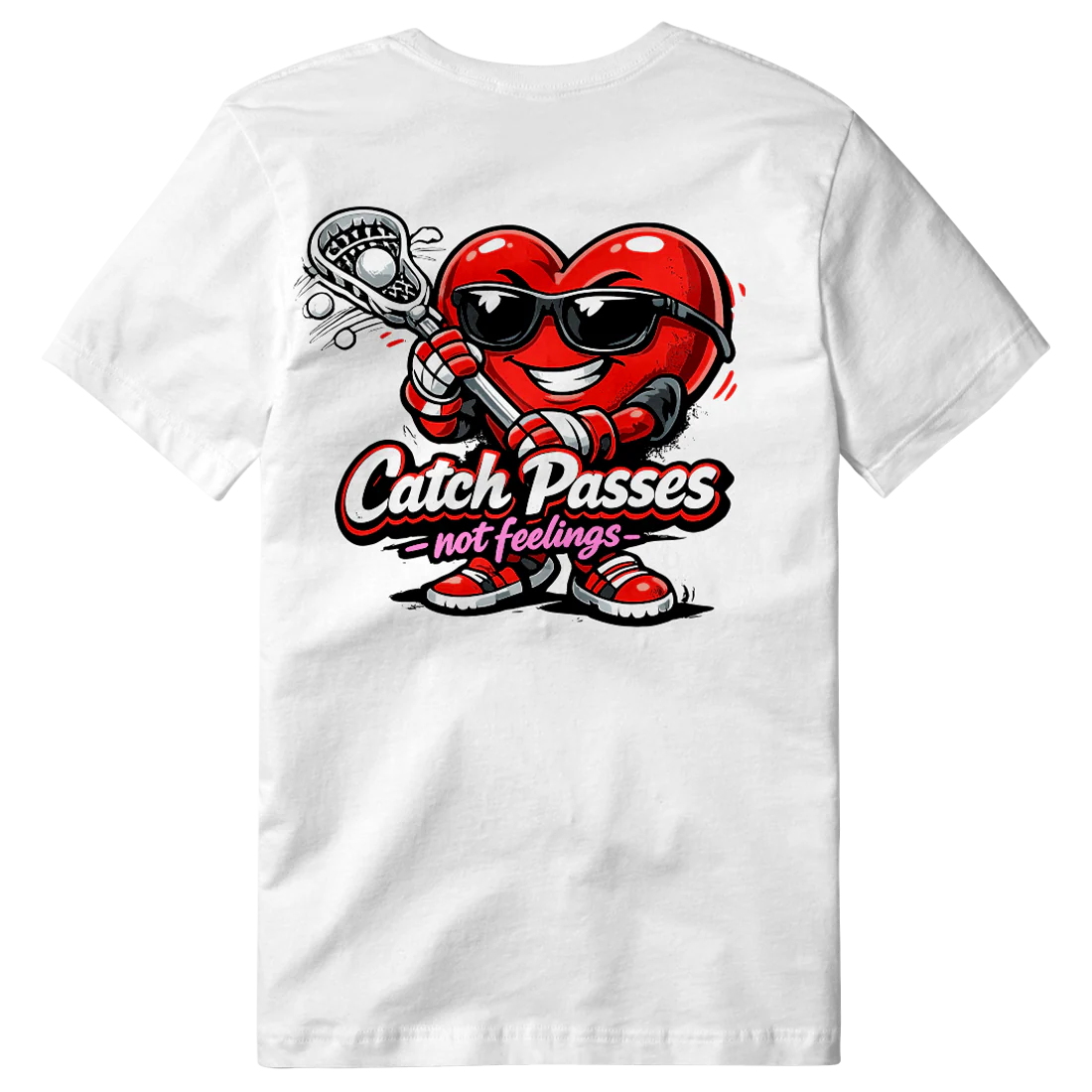 Catch Passes Valentine's Day Lacrosse Tee