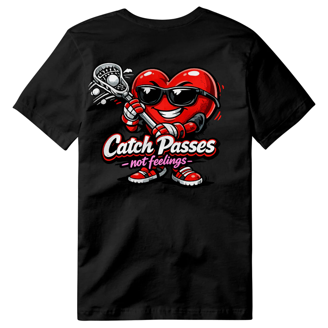 Catch Passes Valentine's Day Lacrosse Tee - Image 3