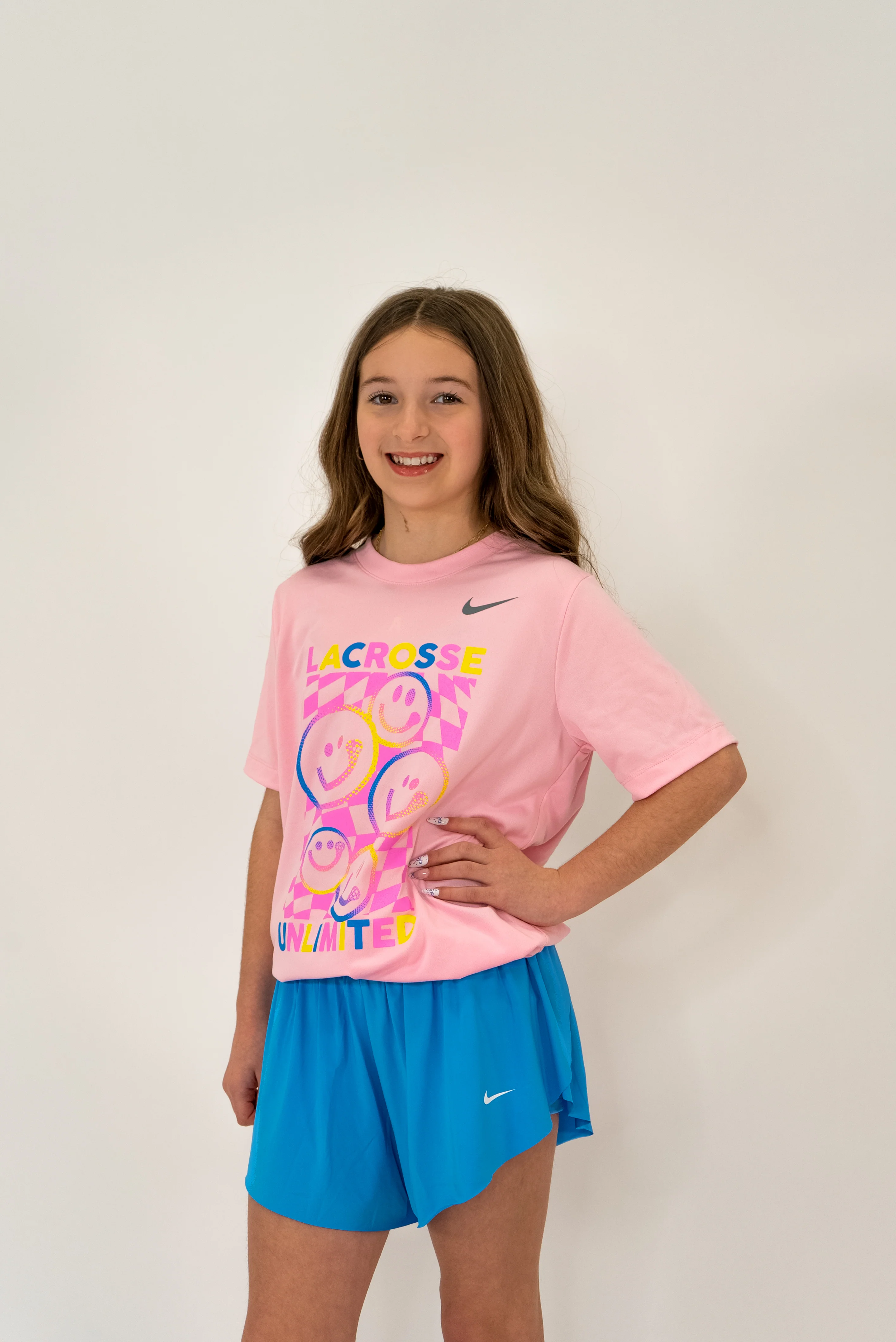 Nike Girls Smile Pink Lacrosse Tee - Image 2