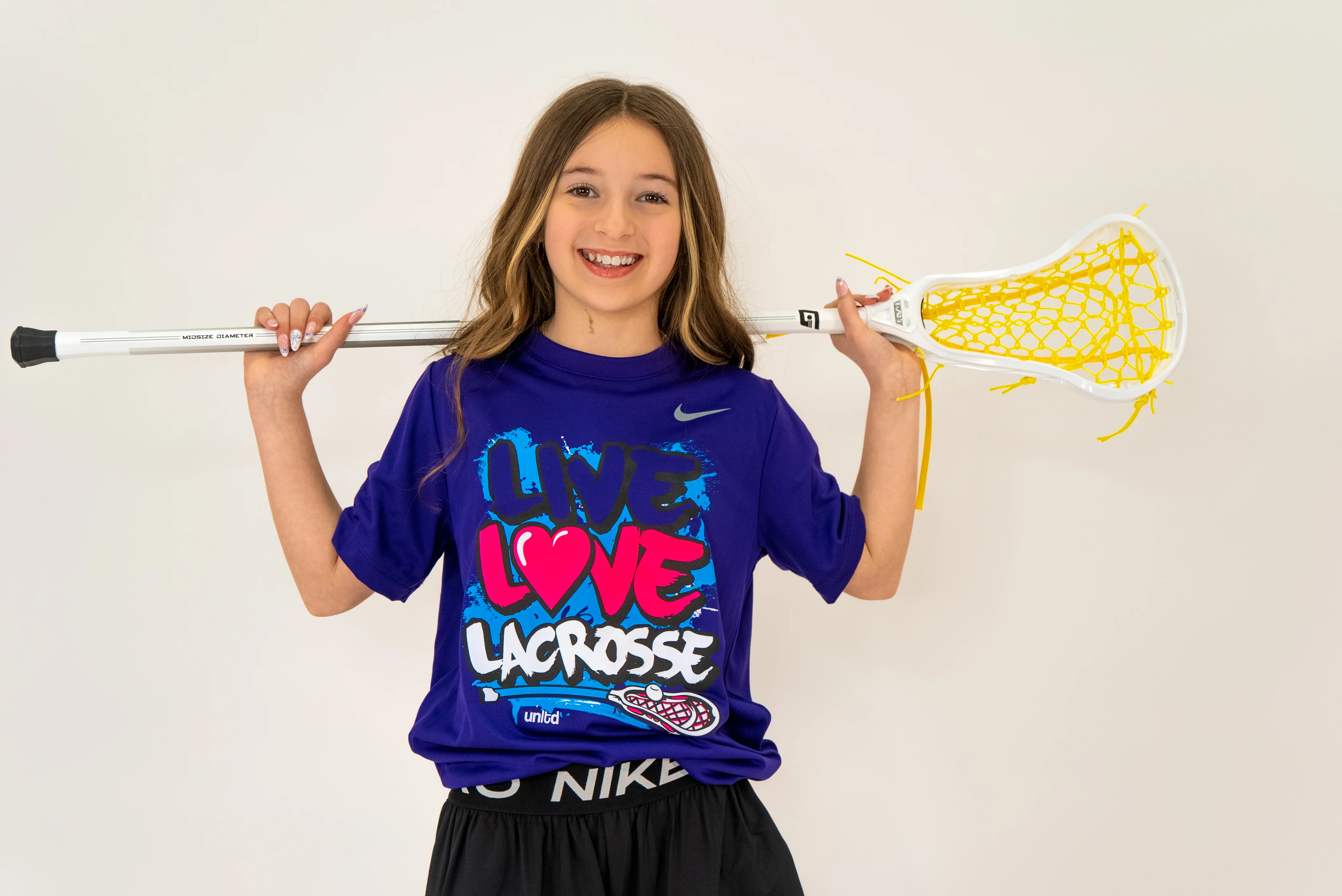 Nike Youth Girls Live Love Lax Purple Lacrosse Tee - Image 3