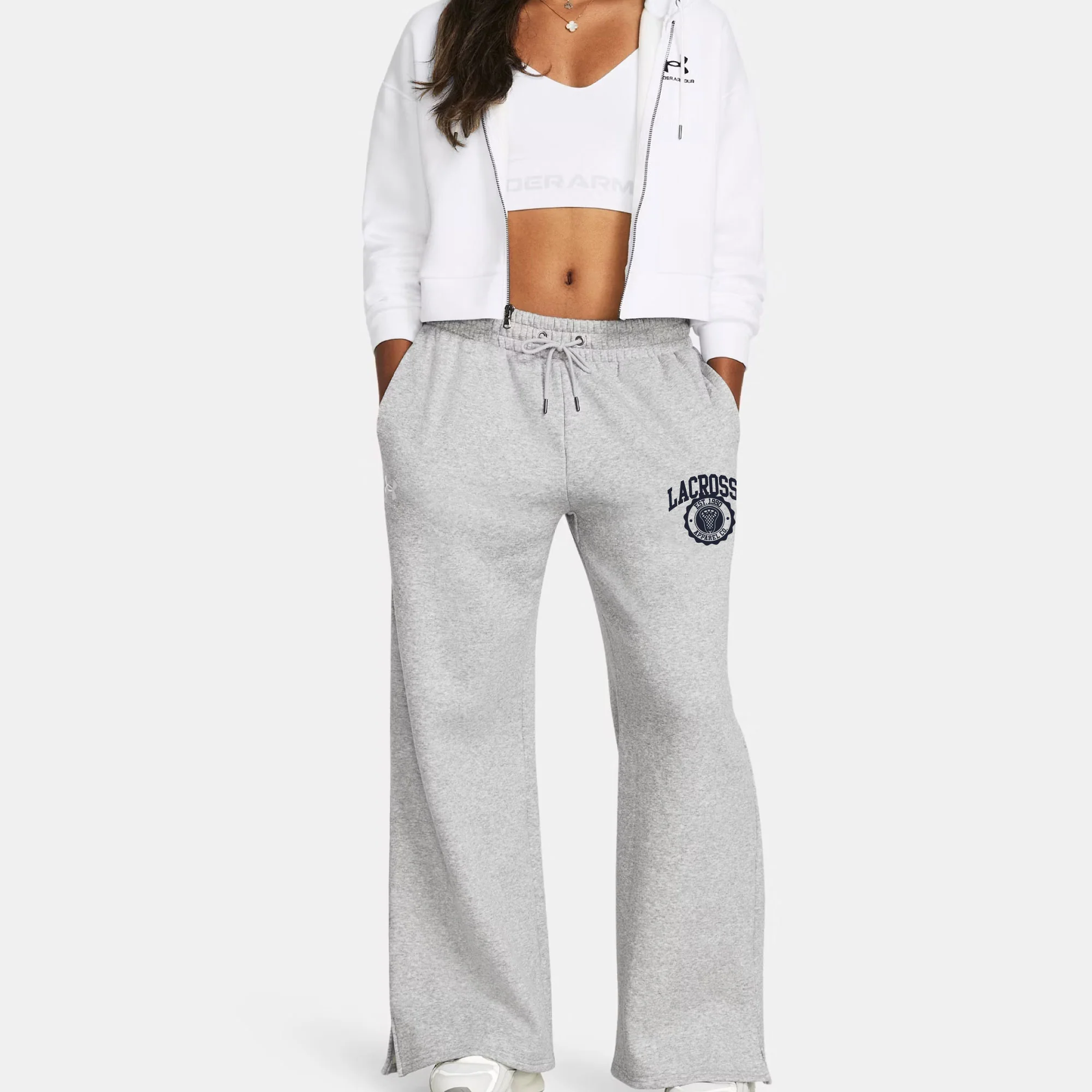 Women's Under Armour Grey Wideleg Sweatpants - Image 2